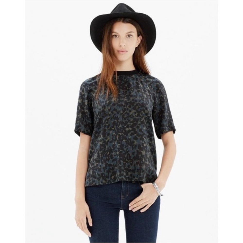 Madewell Silk Front Row Leopard Print Tee